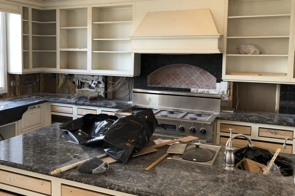 Removing the backsplash and lazy susans.