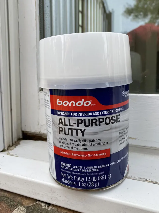 All-purpose Bondo putty can fill voids where wood rot occurred.