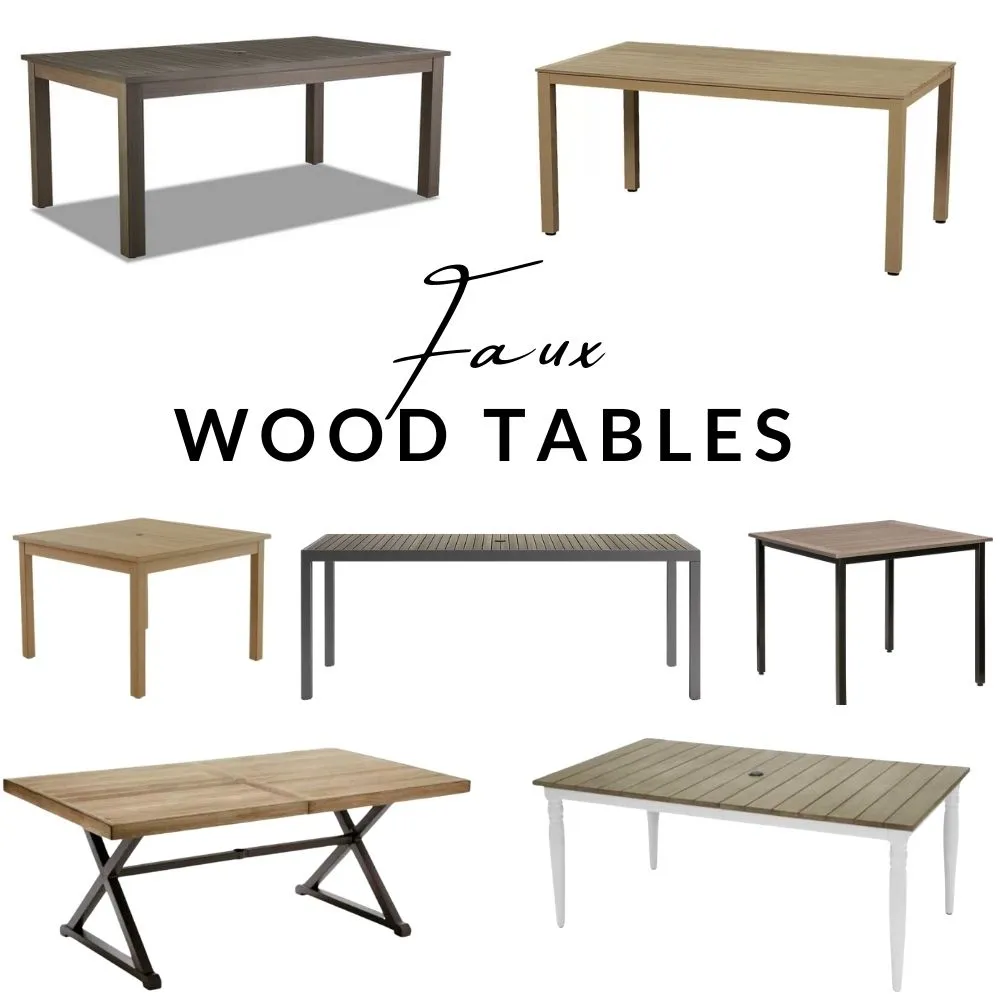These faux wood outdoor tables will last for years to come!