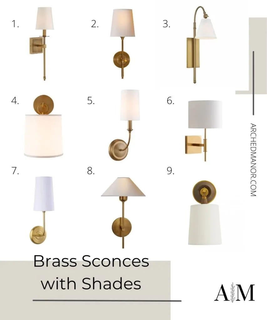 Brass Sconces with Shades