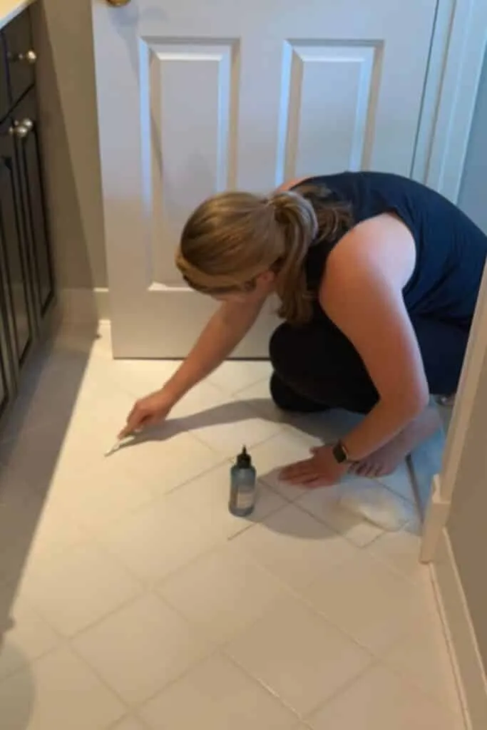 Grout colorant application with a toothbrush