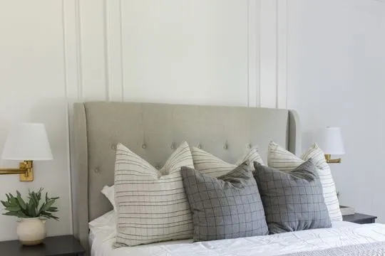 guest bedroom arched manor picture frame molding
