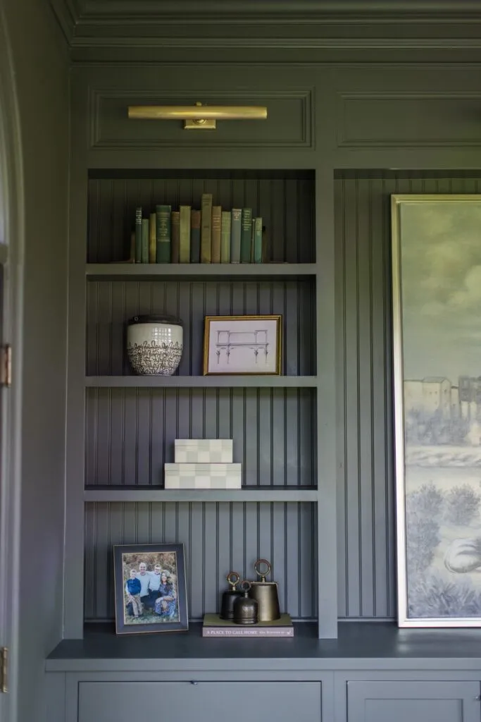 Office Built-in Shelves in our home office! Left shelf detail.