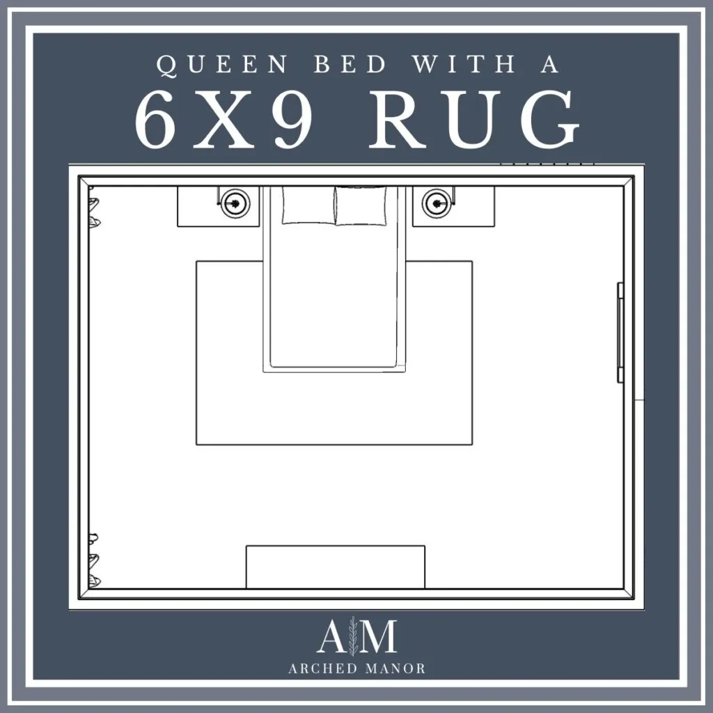 medium rug size for a queen bed