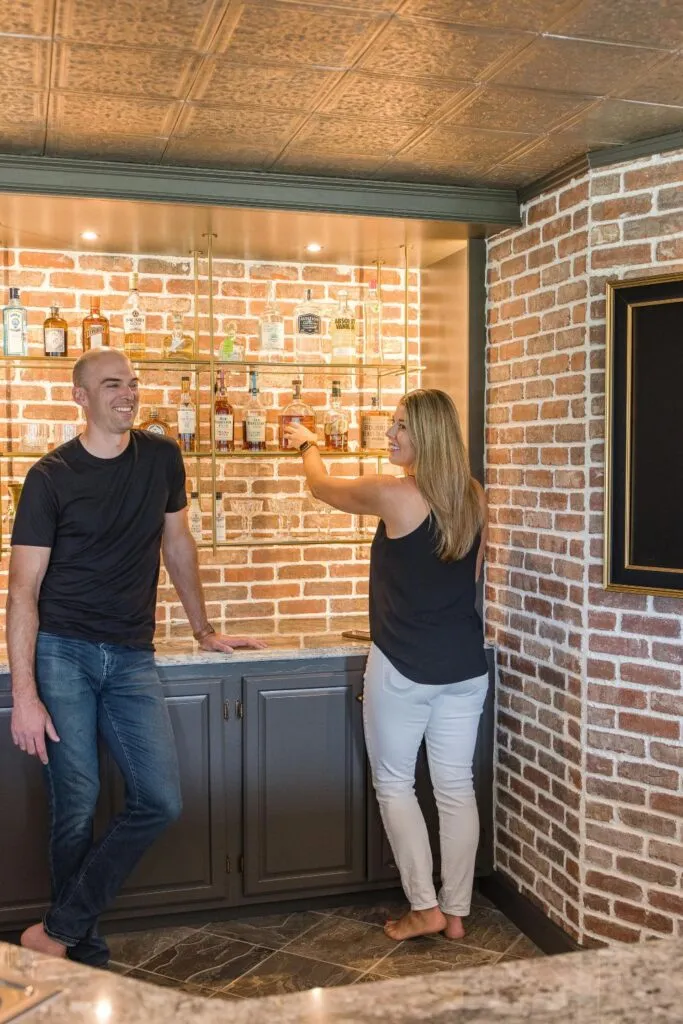 iron abode hanging shelf for basement bar