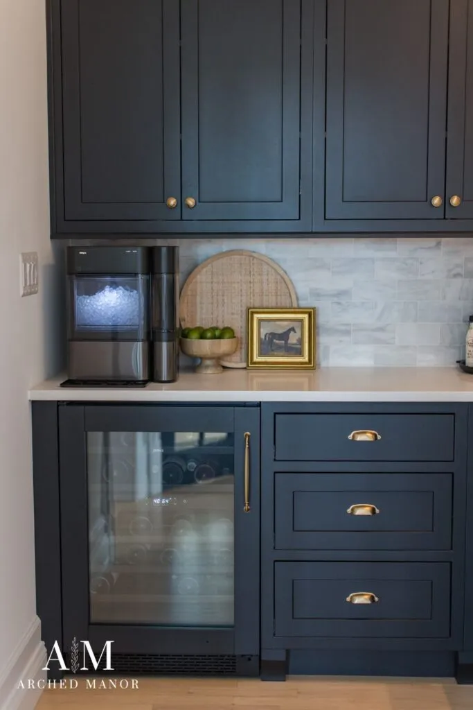 Black Inset Cabinets with brass hardware