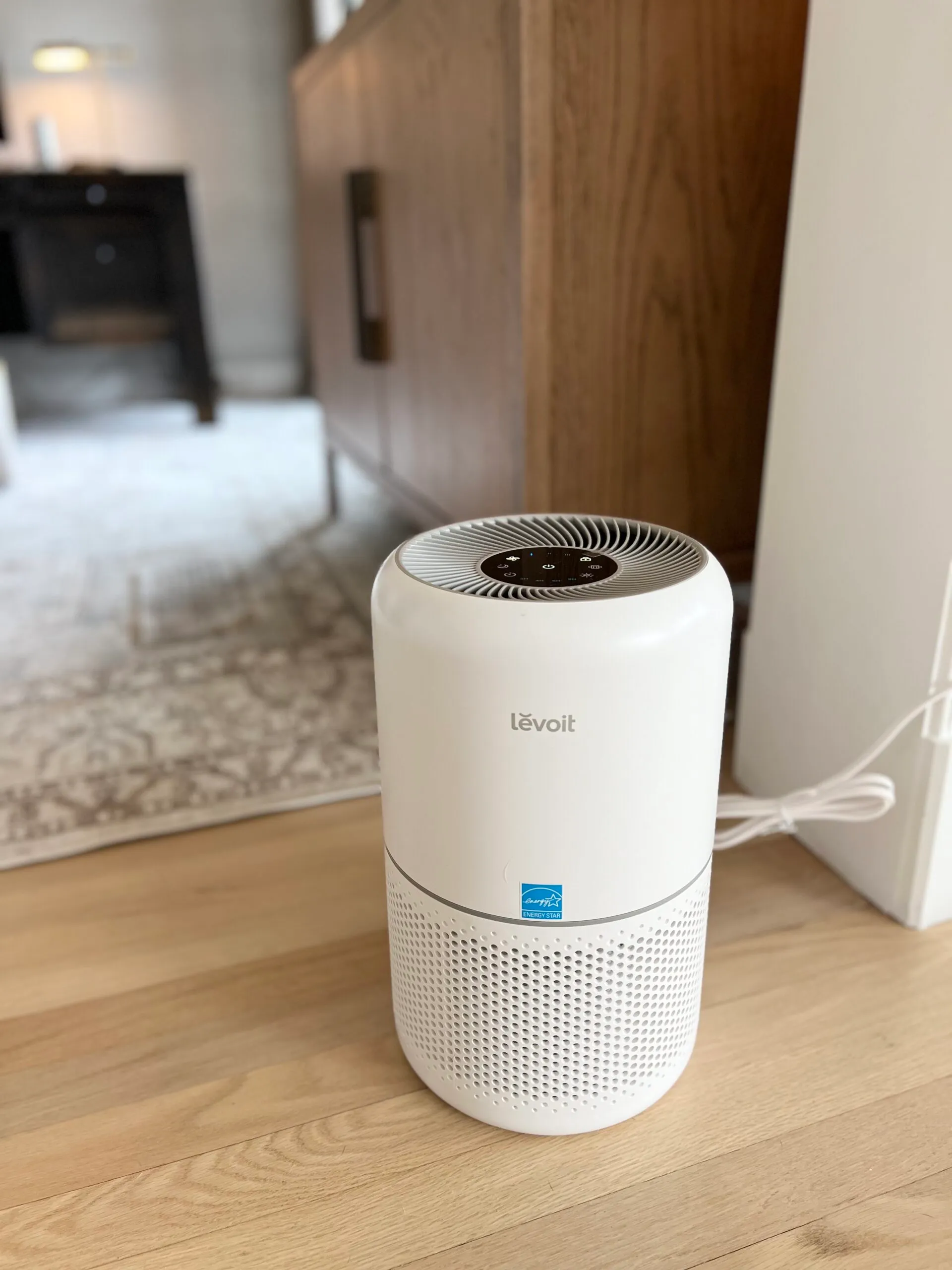 spring cleaning refresh, white air purifier from Amazon for home, eliminates pet allergies