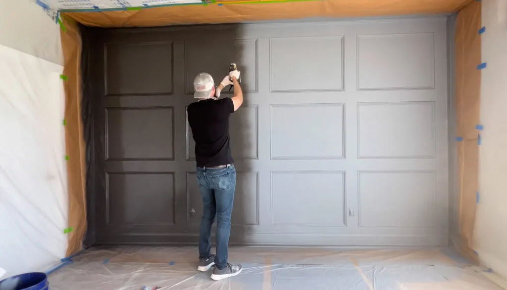 Using the Graco TrueCoat Connect to spray a paneled wall