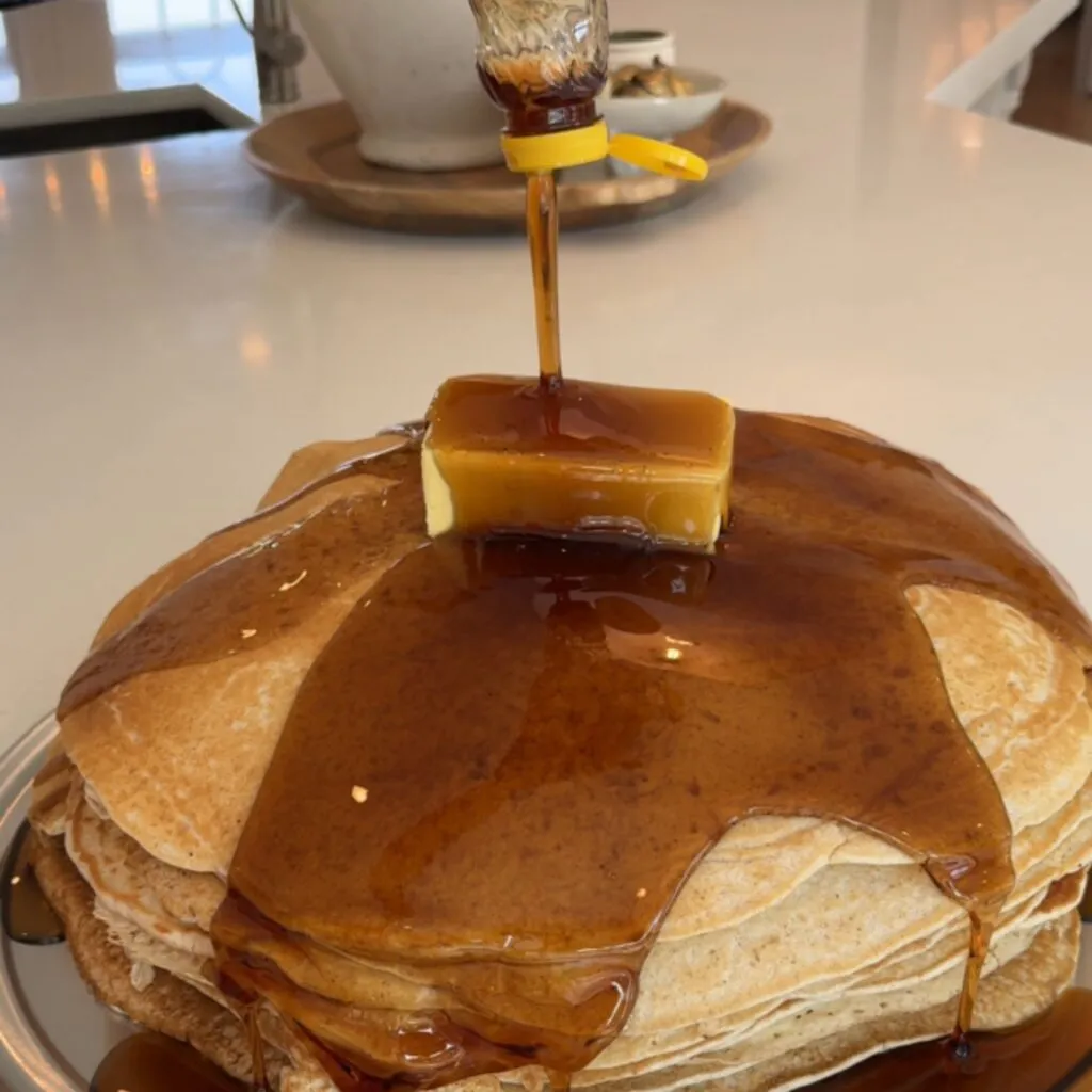 Pour an entire bottle of syrup on top of the Uncle Buck Pancakes