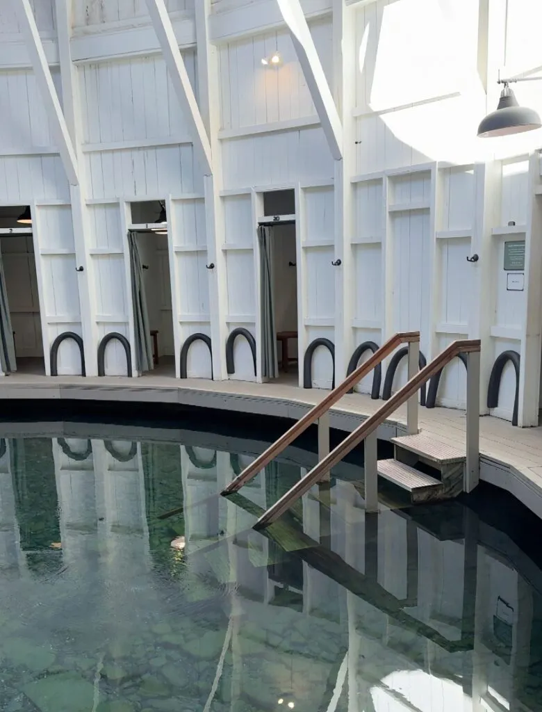 The stairs into the water at the Warm Springs Pool