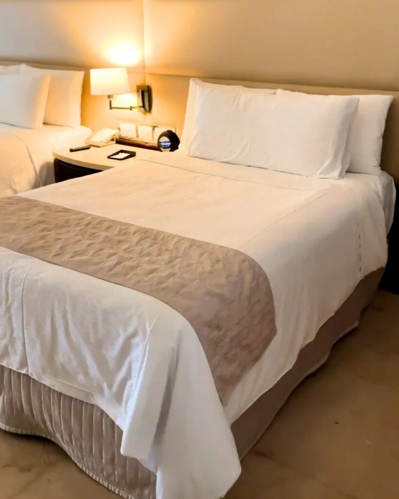 The double bed in our room at The Grand.