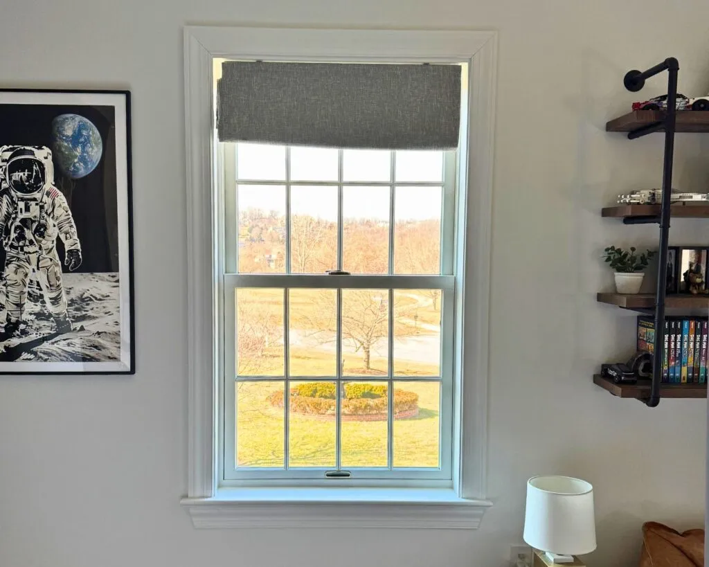 Tristan's new windows with cordless roman shades